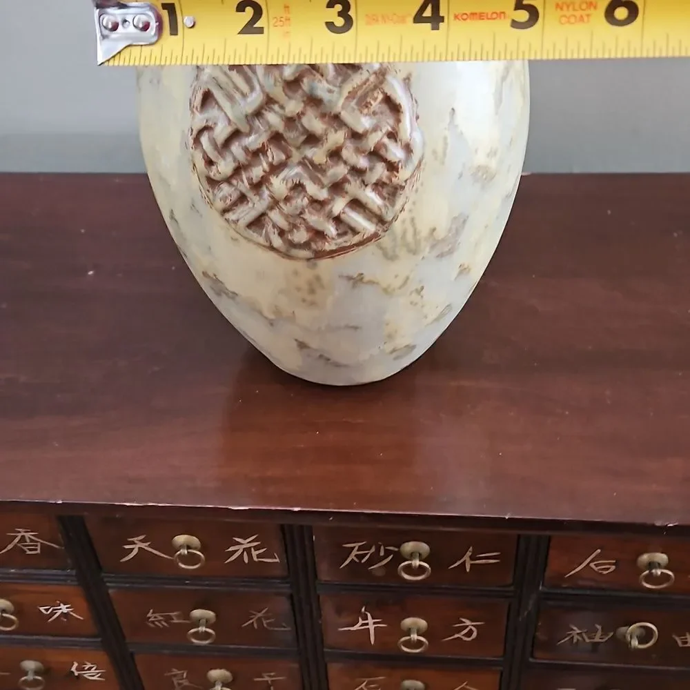 Pier 1 Cream and Brown Ceramic Decorative Vase